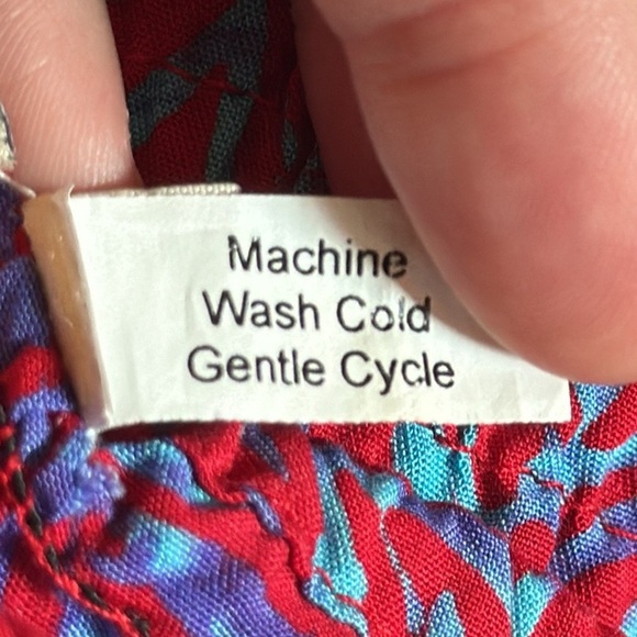 Hula Hula Red Blue Strapless Halter Dress Tie Neck O/S Made in‎ Hawaii Tropical - Picture 10 of 11